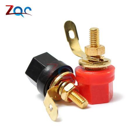 2PCS Gold Amplifier Speaker Binding Post Terminal 4mm Banana Plug Jack Black + Red ► Photo 1/6
