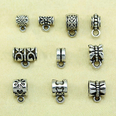 30Pcs Antique Tibetan Silver Connector Bail Tube Beads Spacer Bead Hanger For Jewelry Making Fit European Charm Bracelet Pendant ► Photo 1/2