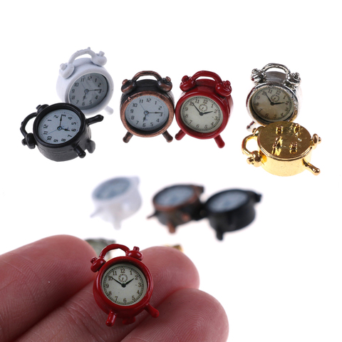 1PC 6 Colors 1:12 Scale Alarm Clock Doll Kitchen Living Room Miniature Dollhouse Mini Home Decoration Toy ► Photo 1/6