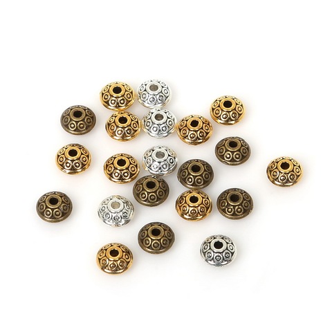 50pcs Tibetan Round Oval Spacer Metal Beads For Jewelry Making DIY Zinc Alloy Charm Accessory For Jewelry Bracelet Making ► Photo 1/6