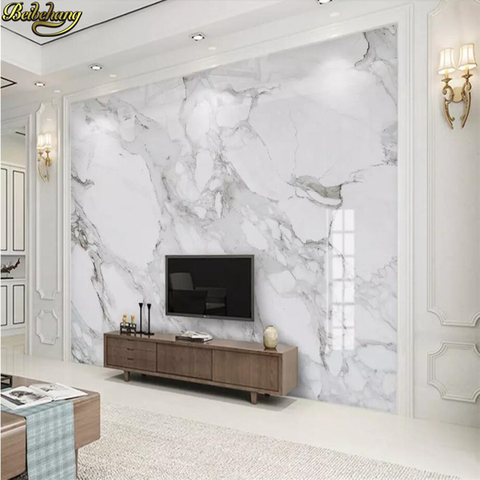 beibehang custom White marble background Photo Wallpaper for Living Room Bedroom Sofa TV Background mural Wall paper 3D Painting ► Photo 1/6