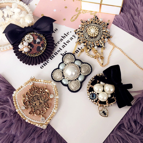Women Brooches Pins Badge Coat Big Metal Vintage Retro Star Bee Lace Pearl Handmade Wholesale Series Accessories-SW ► Photo 1/6