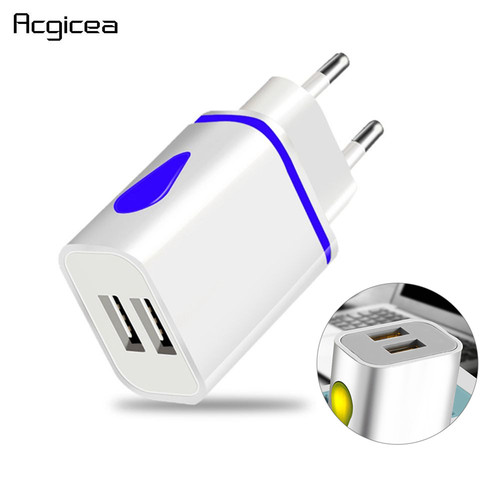 Dual USB Charger 5V 2.1A Mobile Phone Charger for iphone Samsung Huawei Xiaomi Redmi LED Light Charging Adapter Wall Chargers ► Photo 1/6