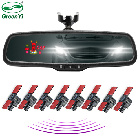 LED Car Interior Rearview Mirror Monitor Vehicle Front Rear Parking Sensor With Original Bracket 8 PCS 16mm Flat Radar Sensors ► Photo 1/6
