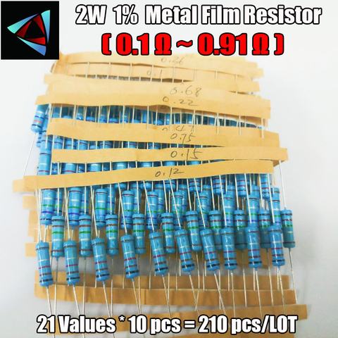 210pcs 1% 2W 21Values 0.1R ~0.91Ohm Metal Film Resistors Assorted Kit 10pcs Each value ► Photo 1/2