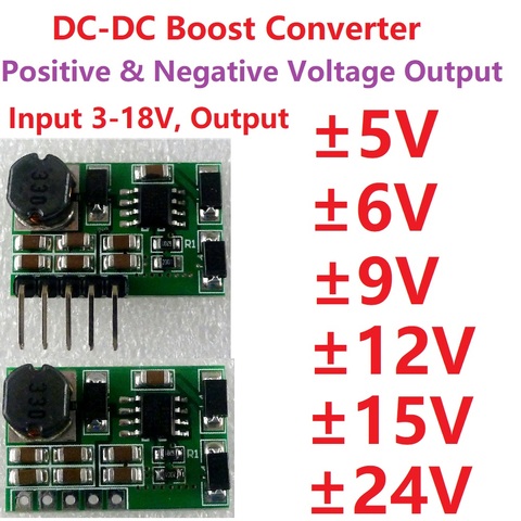 +- 5V 6V 9V 12V 15V 24V Positive & Negative Dual Output power supply DC DC Step-up Boost Converter module ► Photo 1/6