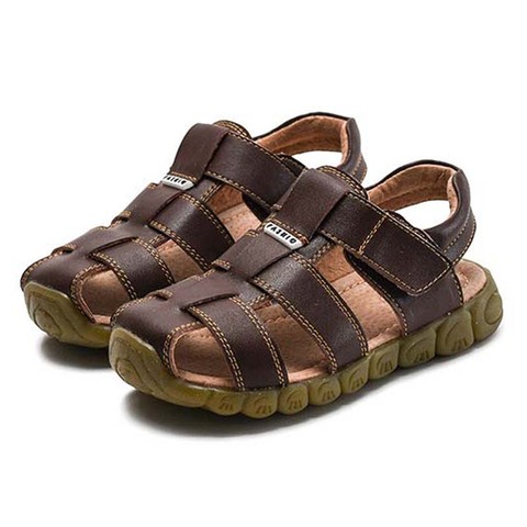 2022 New Summer Genuine Leather Sandals No-slip Wear-resistant Kids Beach Shoes Toe-cap Boys Girls Sandals Students Shoes ► Photo 1/6