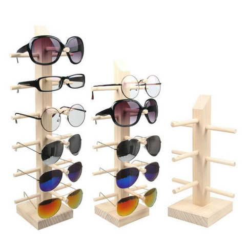 New Sun Glasses Eyeglasses Wood Display Stands Shelf Glasses Display Show Stand Holder Rack 9 Sizes Options Natural Material ► Photo 1/6