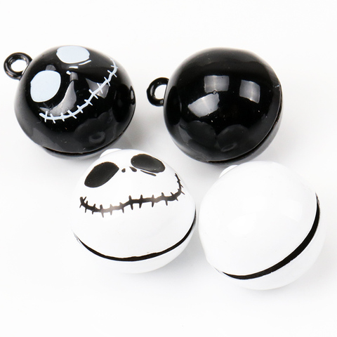 Blak White Iron Loose Beads Cartoon Jingle Bells Christmas Decoration Pendants DIY Crafts 21mm 10pcs CP0588 ► Photo 1/6