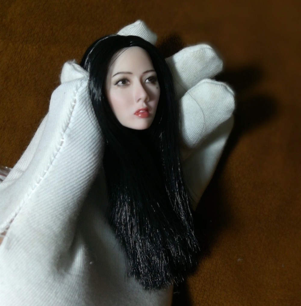Details about   1/6 Pale Skin Black Straight Hair Beauty Girl Head Sculpt F12'' Figure Body Doll