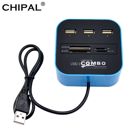 CHIPAL All in one USB HUB Card Reader Multi USB Splitter Combo Support Micro TF SD M2 MS SDHC MMC Card USB Hub 2.0 for PC Laptop ► Photo 1/6