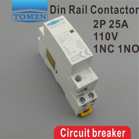 TOCT1 2P 25A 110V COIL 230V 50/60HZ Din rail Household ac Modular contactor 1NC 1NO ► Photo 1/5