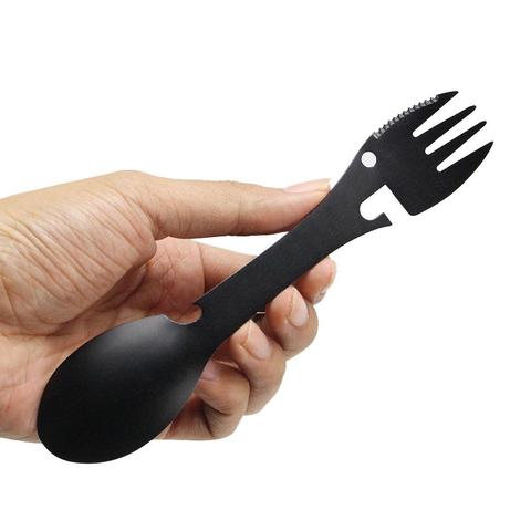 Mounchain Stainless Steel Spoon Fork Bottle Opener Portable Outdoor Survival Tool Camping Equipment Cookware ► Photo 1/6