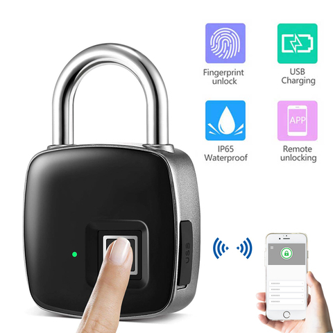 Aimitek P3+ Bluetooth Fingerprint Padlock Smart Lock Keyless Biometric Security Waterproof Touch USB Charging Door Case Gym Lock ► Photo 1/6