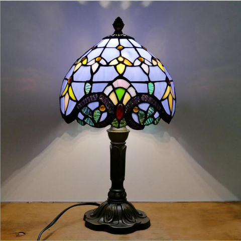 WOERFU Diffany Table Lamp 20cm Resin Base E27 Bedroom Bedside Lamp Fashion Retro Table Lamps ► Photo 1/1