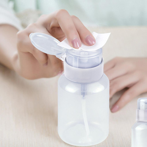 Hot! Push Down Empty Pump Dispenser For Nail Polish Remover Alcohol Clear Bottle 120ML ► Photo 1/6