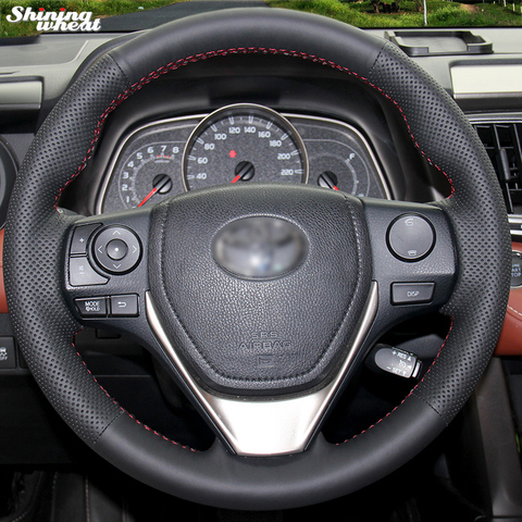 Shining wheat Black Artificial leather Steering Wheel Cover for Toyota RAV4 2013-2022 Toyota Corolla 2014-2017 Auris 2013-16 ► Photo 1/6