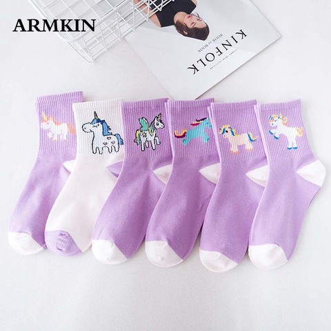 ARMKIN Korea Style Women Socks creativity Cartoon Animal Horse unicorn socks Cotton Casual happy funny socks ► Photo 1/6