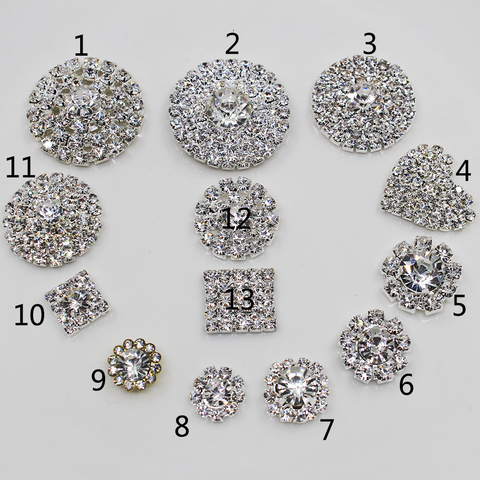 Shiny 10 Pieces Mixed Size Silver Rhinestones Buttons Wedding Crafts Decorative Accessories For DIY Clothing ► Photo 1/6