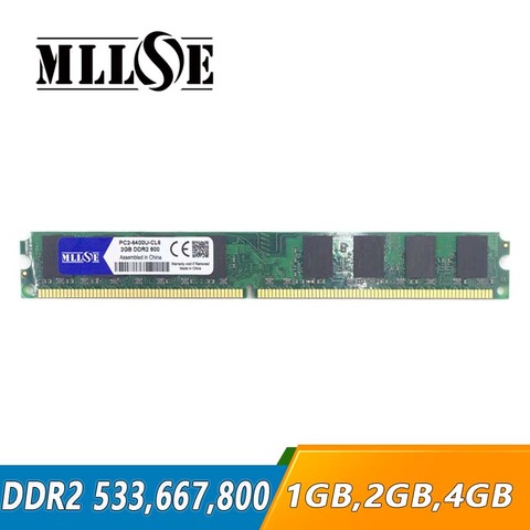 MLLSE RAM 1gb 2gb 4gb DDR2 533 667 800  667mhz 800mhz DIMM DDR2 RAM 1G 2G 4G Memory Memoria Motherboard Desktop PC Computer ► Photo 1/6