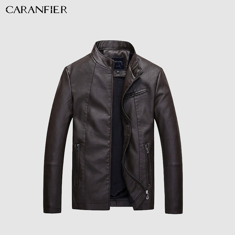 CARANFIER Mens Leather Jackets Winter Coats Men Velvet Thick Fashion Faux Outerwear Pilot Biker Motorcycle Male Business Jacket ► Photo 1/1