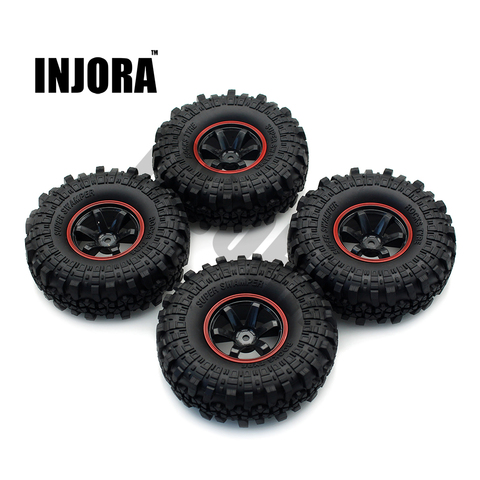 Black INJORA 1.9 Inch Beadlock Wheel Rim & Rubber Tires for 1/10 RC Crawler Axial SCX10 90046 90047 Tamiya CC01 D90 TF2,5 Color Available,4Pcs/Set 