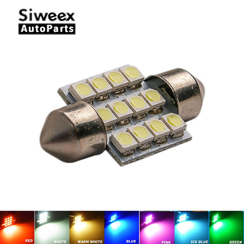 31MM 12 SMD 3528 LED Light Dome Map Door Festoon 3022 Bulb DC 12V White Warm Green Blue Pink Red Iceblue Lamp ► Photo 1/5