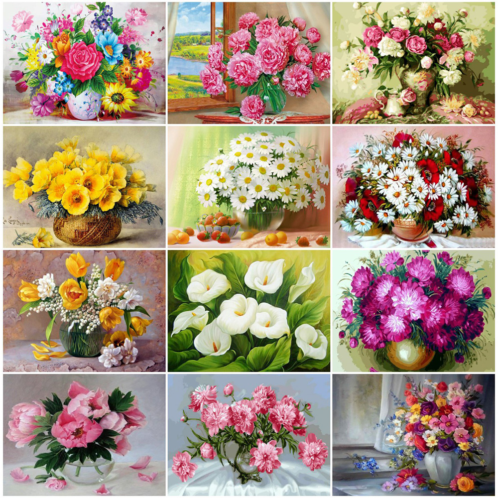 Huacan Diamond Painting Kits Rose Flower 5D Diy Embroidery Mosaic Vase  Floral Full Square Round Home Decoration - AliExpress