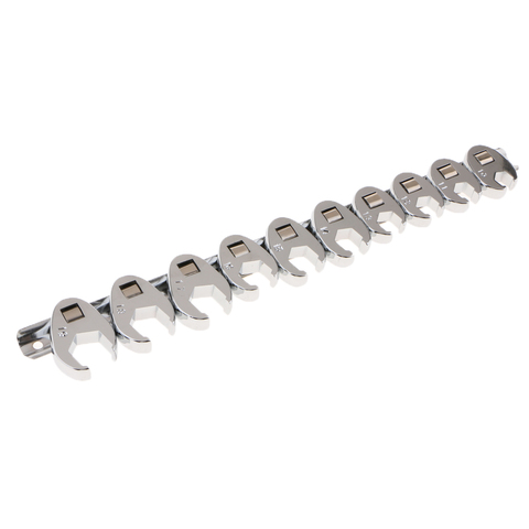 10pcs Flare Nut Crowfoot Line Hex Wrench Set 3/8' Drive Open End Spanner Chrome Vanadium Steel 10mm-19mm Brake Wrenches Spanner ► Photo 1/6