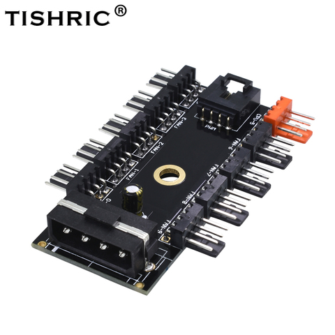 TISHRIC Newest Black PC 1 to 10 4Pin Molex Cooler Cooling Fan Hub Splitter Cable PWM 12V 4Pin Power Supply Adapter For PC Mining ► Photo 1/6