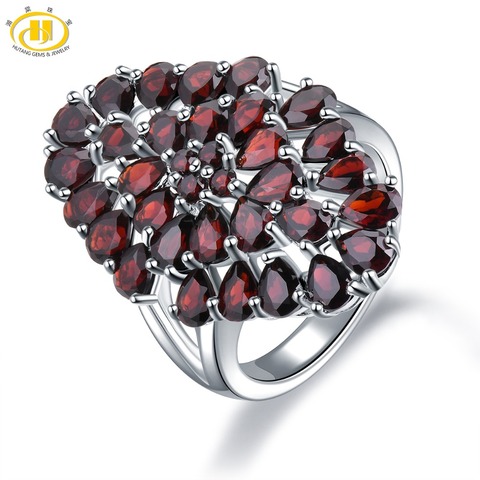 Hutang 6.6ct Garnet Women's Wedding Ring Natural Red Gemstone Solid 925 Sterling Silver Flower Rings Fine Elegant Jewelry Gift ► Photo 1/6