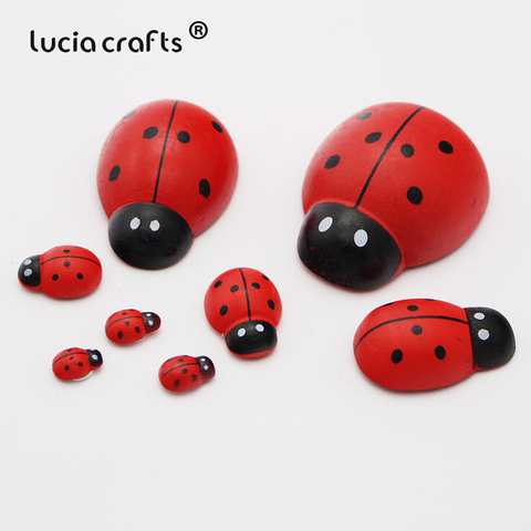 Lucia crafts Mini Wooden Ladybug Sponge Self-adhesive Stickers Micro Landscape Decor Art Crafts  for Scrapbooking E1309 ► Photo 1/6