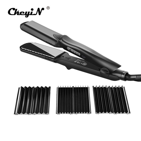 Interchangeable 4 in 1 Fast Hair Straightener Corn Wave Plate Electric Hair Crimper Large To Small Waver Corrugated Flat Iron 42 ► Photo 1/6