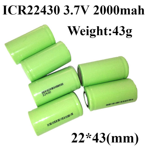 12pcs 3.7V 2000mAh ICR 3.7V battery 22430 bateria 3.7V lithium 22430 Rechargeable batteries for massager Electric power tool LED ► Photo 1/4