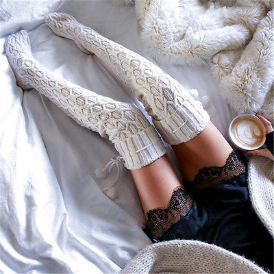 2022 New Winter Over Knee Stockings Warm Stockings Women Winter Stockings Cable Knit Over knee Long Boot Thigh High ► Photo 1/6