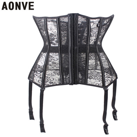 Aonve Corset Sexy Gothic Underbust Corsets Bustiers Lace Slimming Sheath Steel Boned Underbust Modeling Strap Bodice for Women ► Photo 1/6