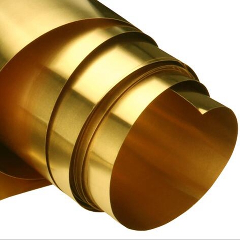 Thick 0.02mm 0.03mm 0.05mm Width 100mm Thin Latten Flitter Gold Sheet Yellow Copper Foil Brass Plate  Brass Strip ► Photo 1/2
