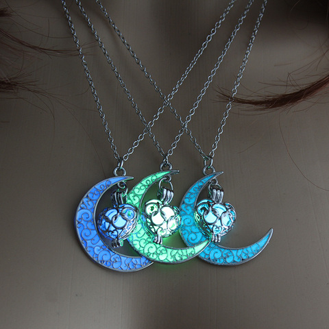 2022 New Hot Moon Glowing Necklace Gem Charm Jewelry Silver Plated Women Fashion Luminous Stone Necklace Gifts Dropshipping ► Photo 1/6
