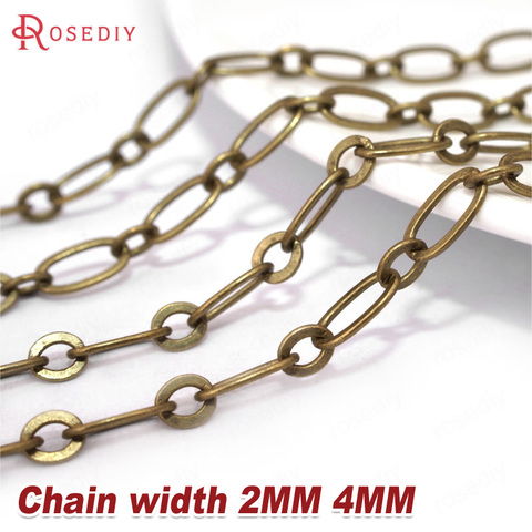 (20005)5 Meters 2MM 4MM Bronze Copper 1+1 Figaro Chains Flat Long Oval Shape Link Chains Necklace Chains Diy Jewelry Accessories ► Photo 1/6