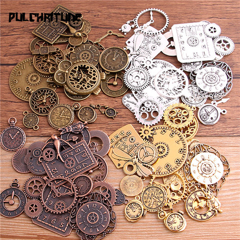 10pcs Vintage Metal Zinc Alloy Mixed Four Clock Pendant Charms Steampunk Clock Charms for Diy Jewelry Making ► Photo 1/6