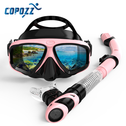 Copozz New Professional Scuba Diving Mask Snorkel Anti-Fog Goggles Glasses Tube Set Men Women Silicone Swimming Pool Equipment ► Photo 1/6