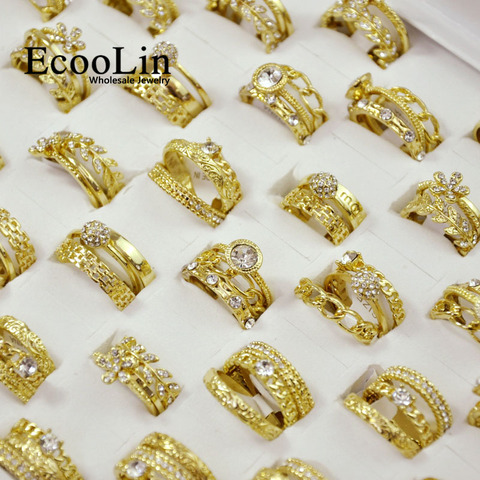 15 Pcs 5 Sets New Hot 3 in 1 Zircon GoldPlated Rings Sets For Women Female Wholesale Jewelry Bulks Lot Free Shipping LR4038 ► Photo 1/4