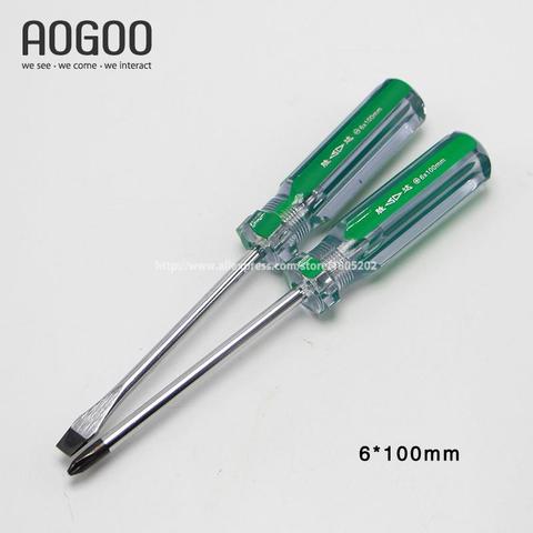6*100mm 2Pcs/Lot Long and Hardness Screwdriver Tools Cross And Slotted Professional Industrial Tools ► Photo 1/1
