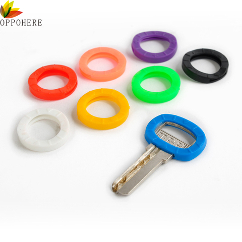 OPPOHERE 8pcs/16pcs Mixed Color Hollow Rubber Key Covers Multi Color Round Soft Silicone Keys Locks Cap Elastic Topper Keyring ► Photo 1/6