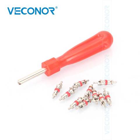 Tire Valve Core Removal Tools Kit Valve Core Wrench Screw Driver with 10pcs Zinc Plated Copper Valve Core Tire Repair Tools Set ► Photo 1/5