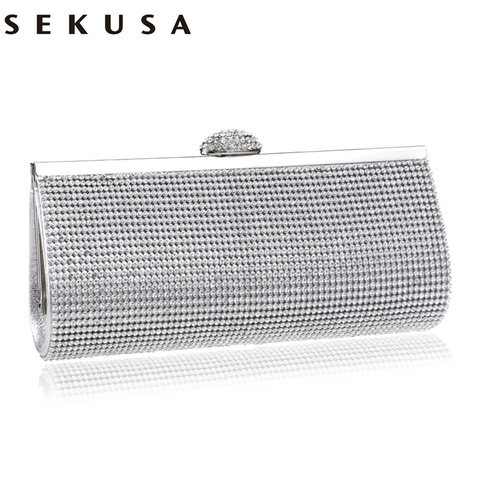 SEKUSA Rhinestones Women Evening Bags With Chain Shoulder Handbags Silver/gold/black Messenger Small Purse Day Clutches Bag ► Photo 1/6