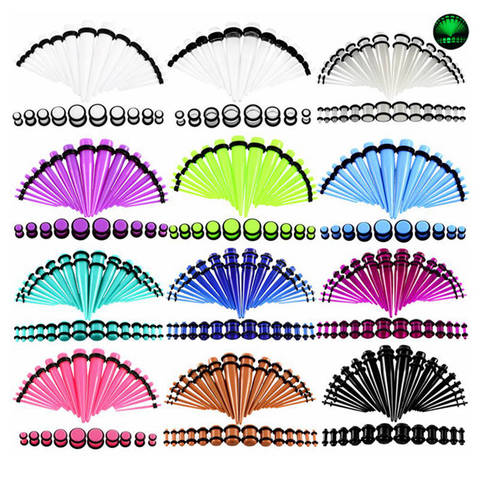 36pcs/lot Acrylic Ear Gauge Taper and Plug Stretching Kits Mixed Color Ear Flesh Tunnel Expansion Body Piercing Jewelry 14G-00G ► Photo 1/6
