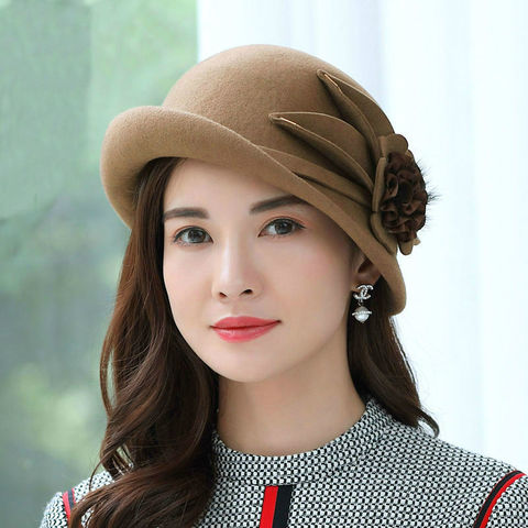 Beckyruiwu Lady Party Formal Hats Special Shade Fedora Hats Women Autumn and Winter Asymmetric Brim Wool Felt Hat ► Photo 1/6