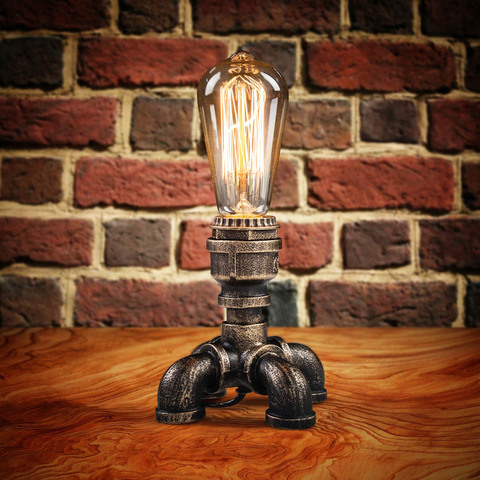 Rustic Metal Vintage Iron Lamps Water Pipe Table Light Industrial Desk Lamp E27 Base Holder for Livingroom Lighting Fixture ► Photo 1/6
