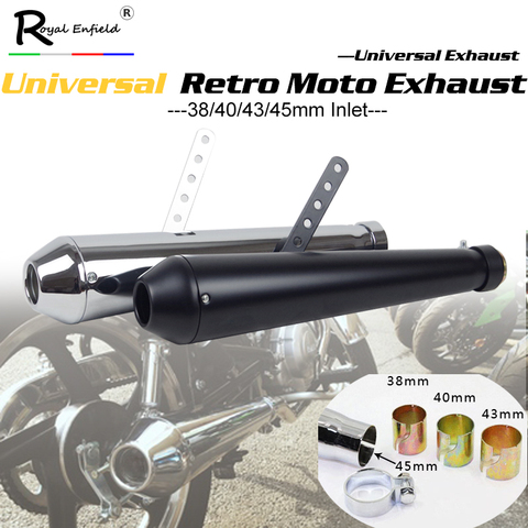 38/40/43/45mm Universal Motorcycle Exhaust Muffler Retro Vintage Classic Escap Moto for sr400 cb500 1100 vt500 tu250 V7 W800 883 ► Photo 1/6